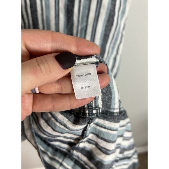 J Jill Love Linen Blue Striped Sleeveless Coastal Dress Size Small Pockets Wm’s - Picture 5 of 6